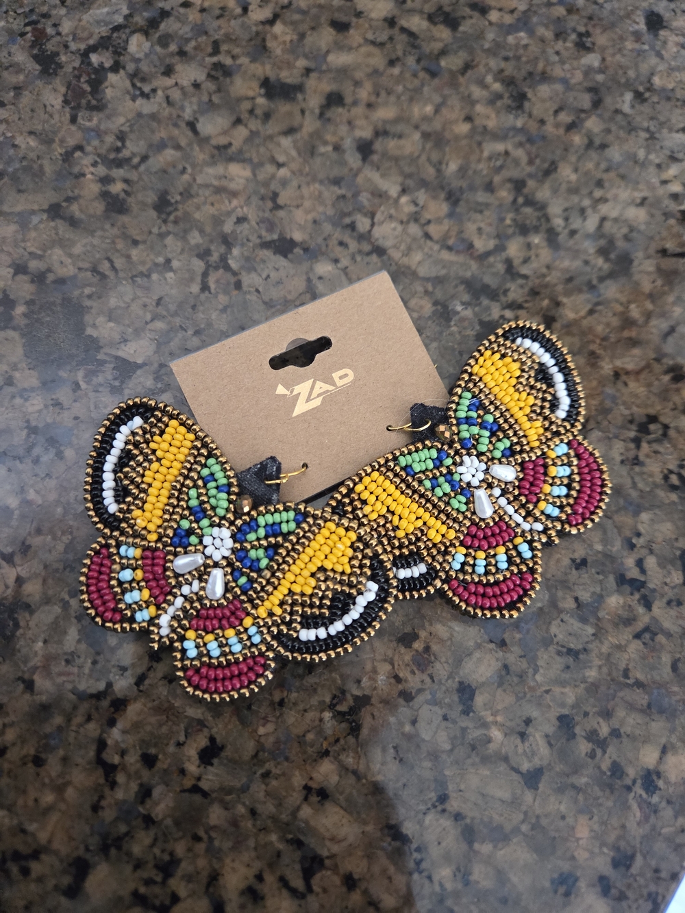 Zad Multicolor Beaded Statement Earrings - Yellow Accent